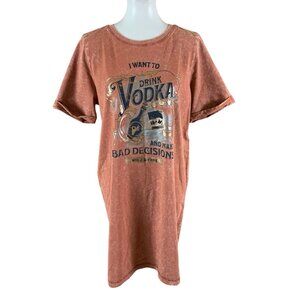 Cleo And Wolf Vodka Graphic T Shirt Dress S Funny Distressed Y2K Grunge‎